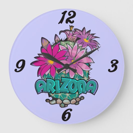 Arizona cactus bloemen Wall Clock Grote Klok (Voorkant)