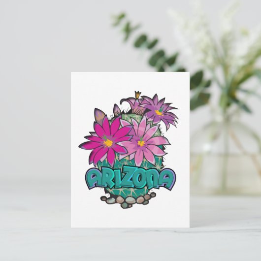 Arizona Cactus Blooms Briefkaart (Staand voorkant)