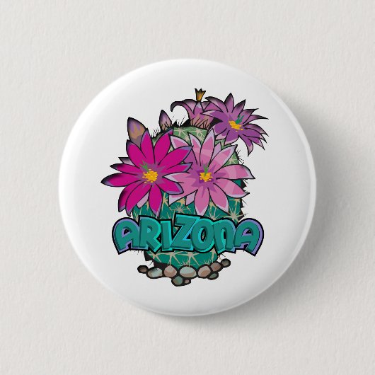 Arizona Cactus Blooms Ronde Button 5,7 Cm (Voorkant)