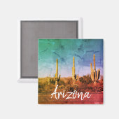 Arizona Cactus Desert Foto Magneet (Voorkant / Achterkant)