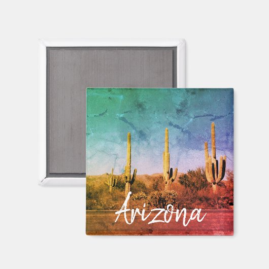 Arizona Cactus Desert Foto Magneet (Voorkant / Achterkant)