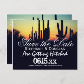 Arizona Cactus Sunset Save the Date Briefkaarten (Voorkant / Achterkant)