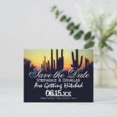 Arizona Cactus Sunset Save the Date Briefkaarten (Staand voorkant)