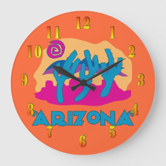 Arizona Cactus Wall Clock Grote Klok (Voorkant)