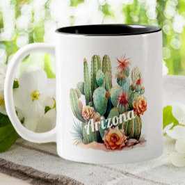 Arizona Cactus Waterverf Tuin Huis Planten Tweekleurige Koffiemok