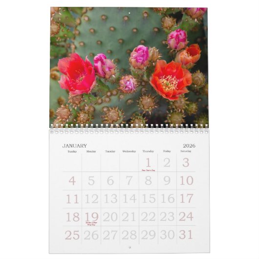 Arizona Cactus | Woestijnbloemen kiezen je jaar Kalender (Jan 2026)