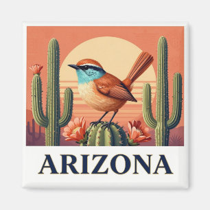 ARIZONA Cactus Wren Saguaro Bloemen 🌵 Magneet