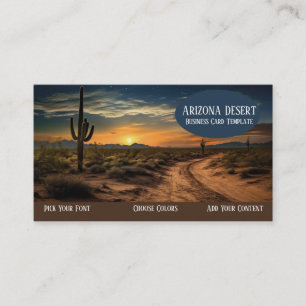 Arizona Cactus Zonsondergang Woestijn Visitekaartj Visitekaartje
