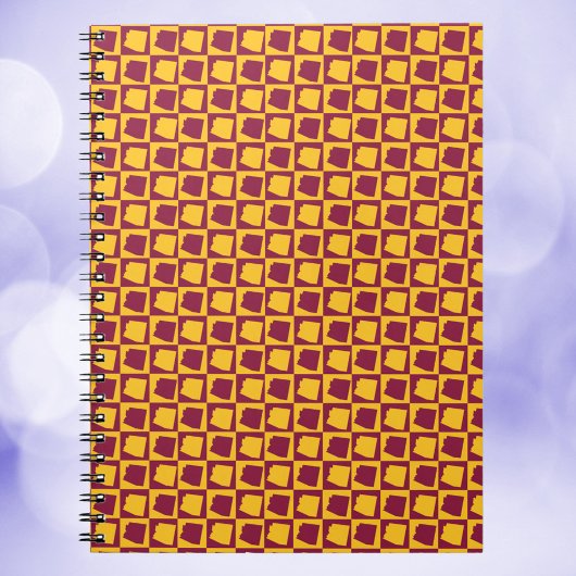 Arizona Checkerboard Maroon Gold Pattern Notitieboek