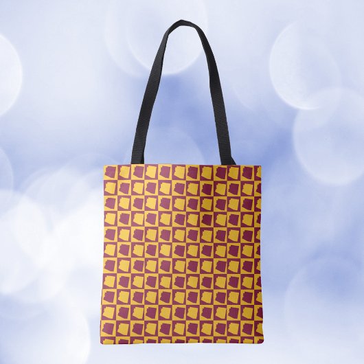 Arizona Checkered Maroon and Gold Pattern Tote Bag