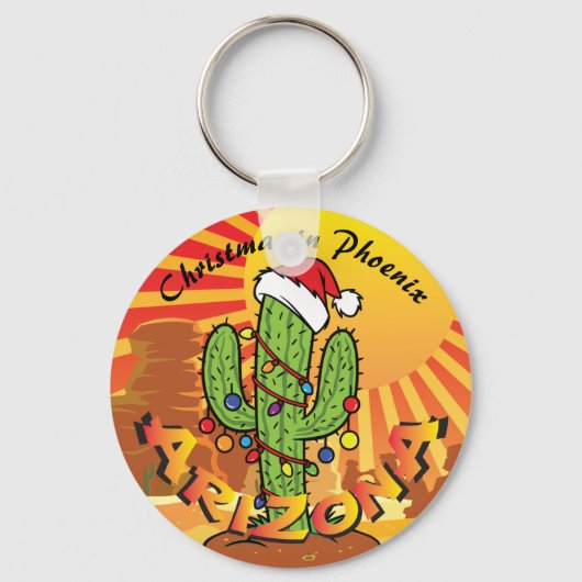 ARIZONA Christmas Saguaro Cactus CHANGE TOWN Sleutelhanger (Voorkant)