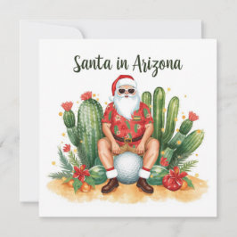 Arizona Christmas with Santa Claus on golf ball  Feestdagenkaart