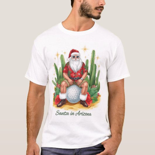 Arizona Christmas with Santa Claus on golf ball  T-shirt (Voorkant)