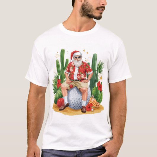 Arizona Christmas with Santa Claus on golf ball  T-shirt (Voorkant)
