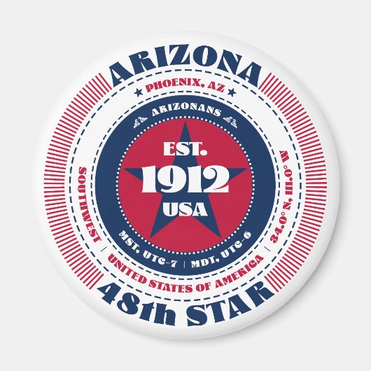 Arizona Circle Typografie Souvenir Magnet (Voorkant)