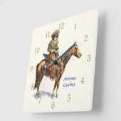 Arizona Cowboy Remington Fine Art Vierkante Klok (Hoek)