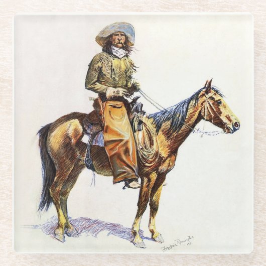 Arizona Cowboy Westerne kunst van Frederic Remingt Glazen Onderzetter (Voorkant)