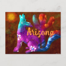 Arizona Coyote Abstracte kunst Saguaro Cactus Dese