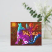 Arizona Coyote Abstracte kunst Saguaro Cactus Dese Briefkaart (Staand voorkant)