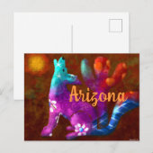 Arizona Coyote Abstracte kunst Saguaro Cactus Dese Briefkaart (Voorkant / Achterkant)