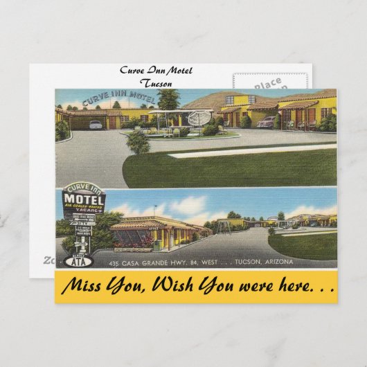 Arizona, Curve Inn Motel Briefkaart (Voorkant / Achterkant)