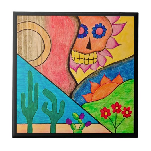 Arizona Desert Cactus Guitar Tegeltje (Voorkant)