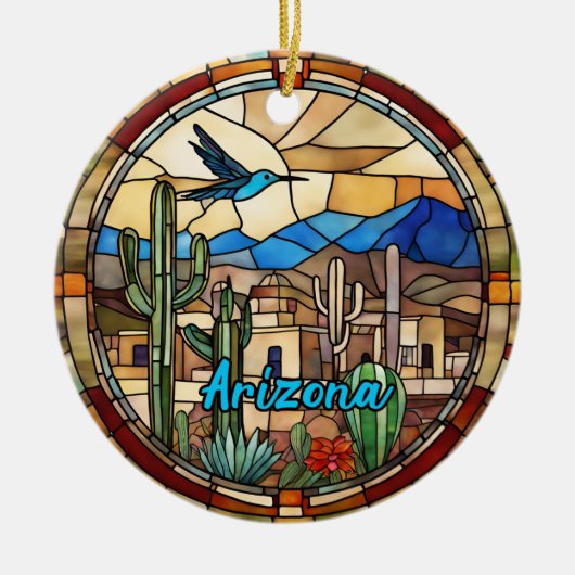 Arizona Desert Cactus Keramisch Ornament (Voorkant)