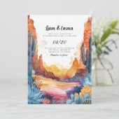 Arizona Desert Cactus landschap bruiloft uitnodigi Kaart (Staand voorkant)