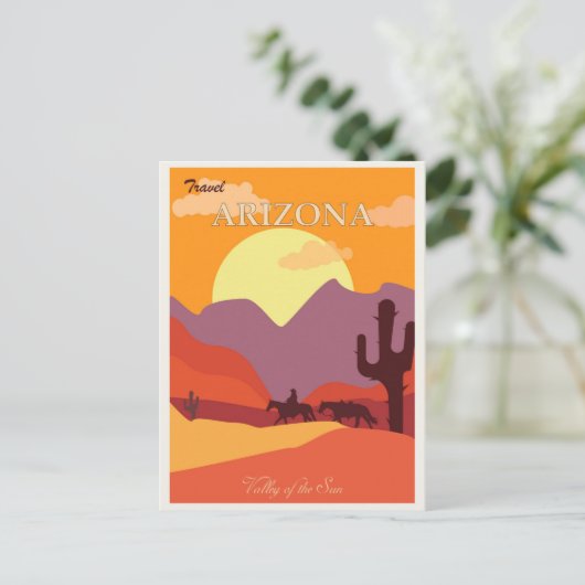 Arizona  Desert Cactus Mountain Travel Briefkaart (Staand voorkant)