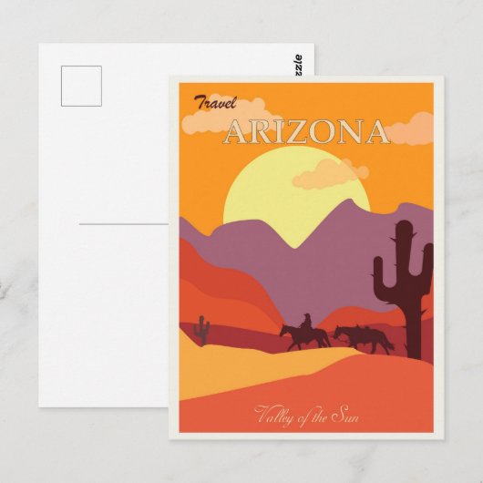 Arizona  Desert Cactus Mountain Travel Briefkaart (Voorkant / Achterkant)