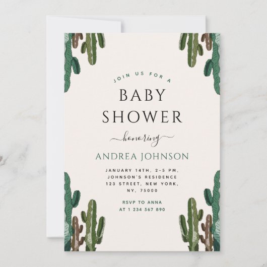 Arizona Desert Cactus Plant Cacti Baby shower Kaart (Voorkant)