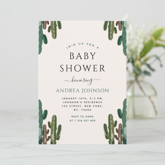 Arizona Desert Cactus Plant Cacti Baby shower Kaart (Staand voorkant)
