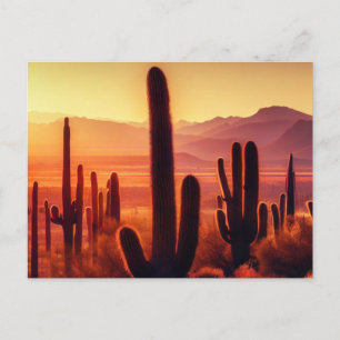 Arizona Desert cactus sunset Briefkaart