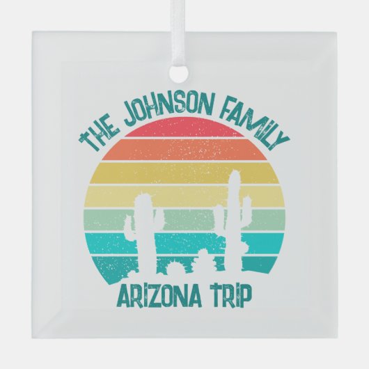 Arizona Desert Cactus Sunset gepersonaliseerd Glas Ornament (Voorkant)