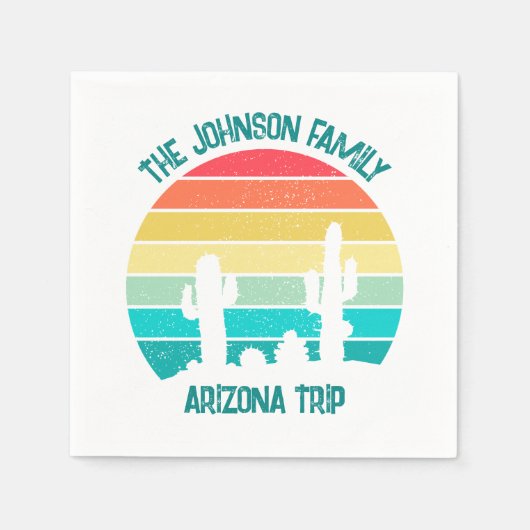 Arizona Desert Cactus Sunset gepersonaliseerd Servet (Voorkant)