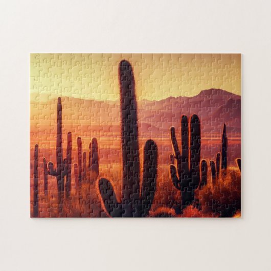 Arizona Desert cactus sunset Legpuzzel (Horizontaal)
