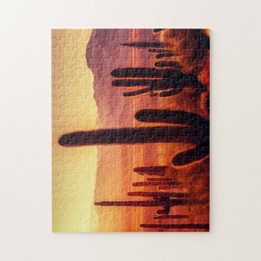 Arizona Desert cactus sunset Legpuzzel (Verticaal)