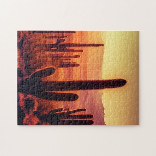 Arizona Desert cactus sunset Legpuzzel (Horizontaal)