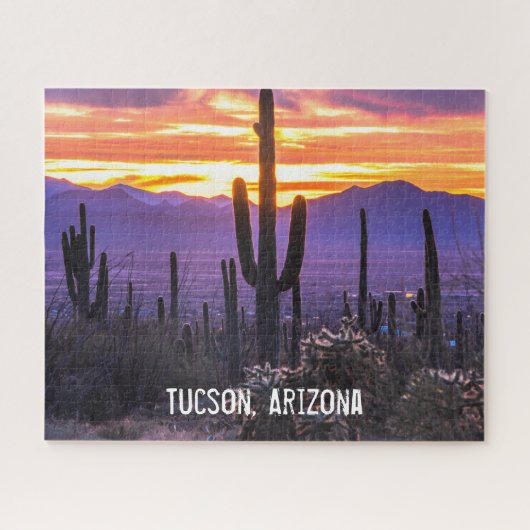 Arizona Desert Cactus Sunset Natuur Foto Souvenir Legpuzzel (Horizontaal)