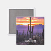 Arizona Desert Cactus Sunset Natuur Foto Souvenir Magneet (Voorkant / Achterkant)