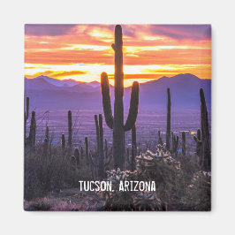 Arizona Desert Cactus Sunset Natuur Foto Souvenir Magneet
