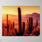 Arizona Desert cactus sunset Poster (Voorkant)
