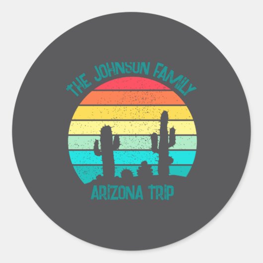 Arizona Desert Cactus Sunset Trip Kids  Ronde Sticker (Voorkant)