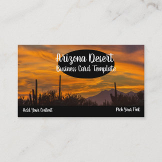 Arizona Desert Cactus Sunset Visitekaartje
