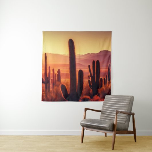 Arizona Desert cactus sunset Wandkleed (In situ)