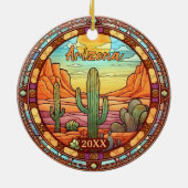Arizona Desert Cactus Watercolor Keramisch Ornament (Achterkant)