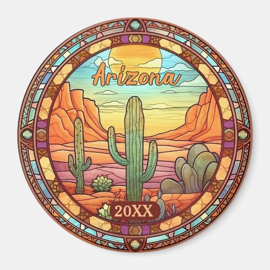 Arizona Desert Cactus Waterverf Magneet (Voorkant)