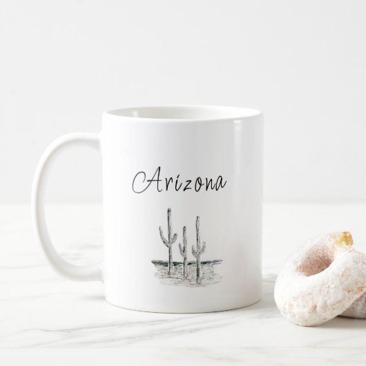 Arizona Desert Cactus Zuidwest Zwart Wit Koffiemok (Met donut)