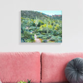 Arizona Desert Hiking Saguaro Cactus Forest 14x11 Canvas Afdruk (Insitu (Woonkamer))