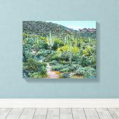 Arizona Desert Hiking Saguaro Cactus Forest 14x11 Canvas Afdruk (Insitu (Houten vloer))